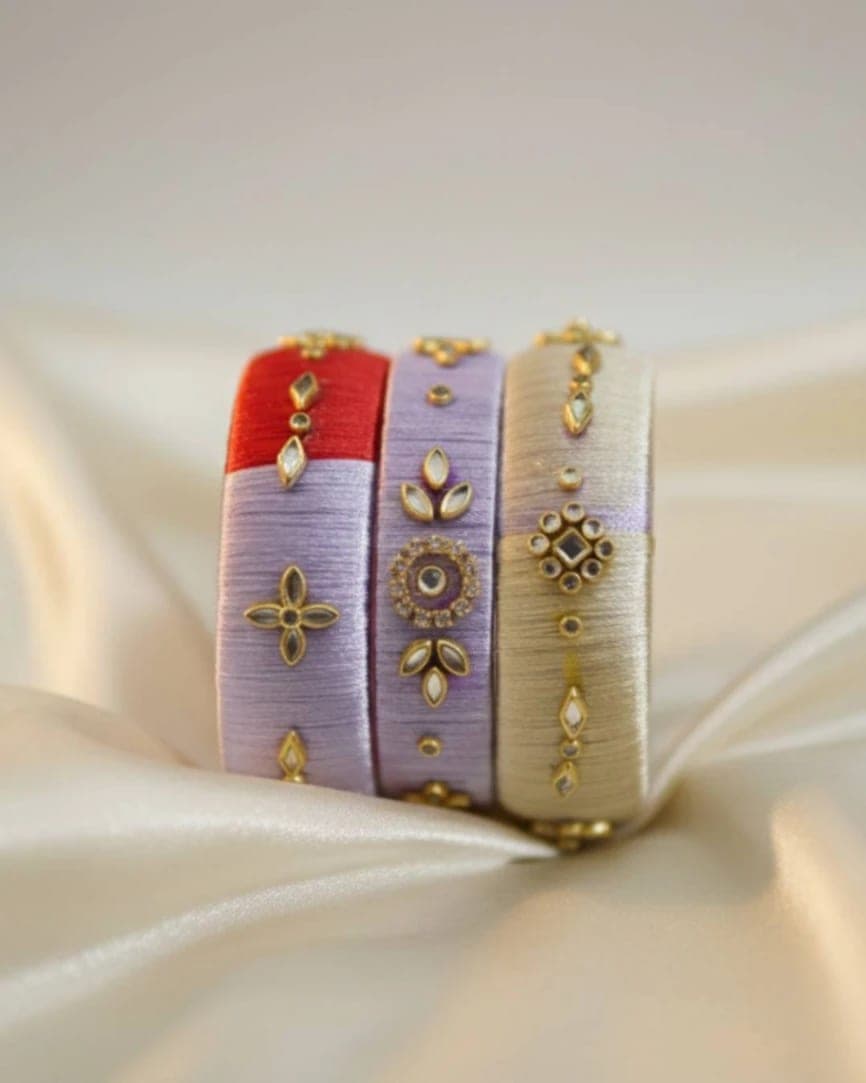 Handmade Silk Kundan Churi Bangle Set | Designer Bridal Bangles